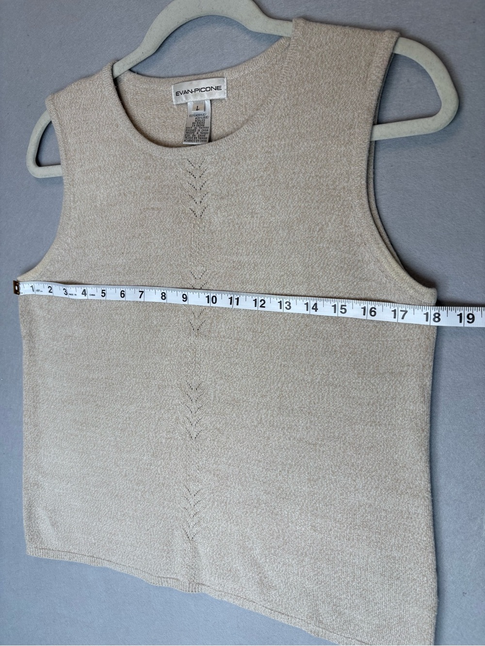 True Vintage Acrylic Chic Evan-Picone Quality Sleeveless Knit Tank Top in Beige - Picture 4 of 5